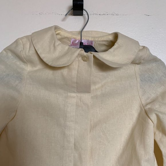 RING AROUND THE ROSIE GIRLS YELLOW HAND EMBROIDERED LINEN COAT DRESS SIZE 4T - Picture 3 of 9